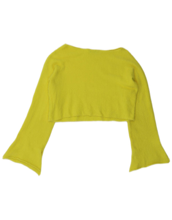 Damski krótki top Zara z długim rękawem, UK 14, średni żółty nylon