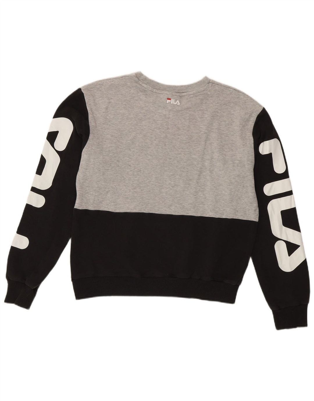 FILA Womens Oversized Sweatshirt Jumper UK 10 Small Black Colourblock
