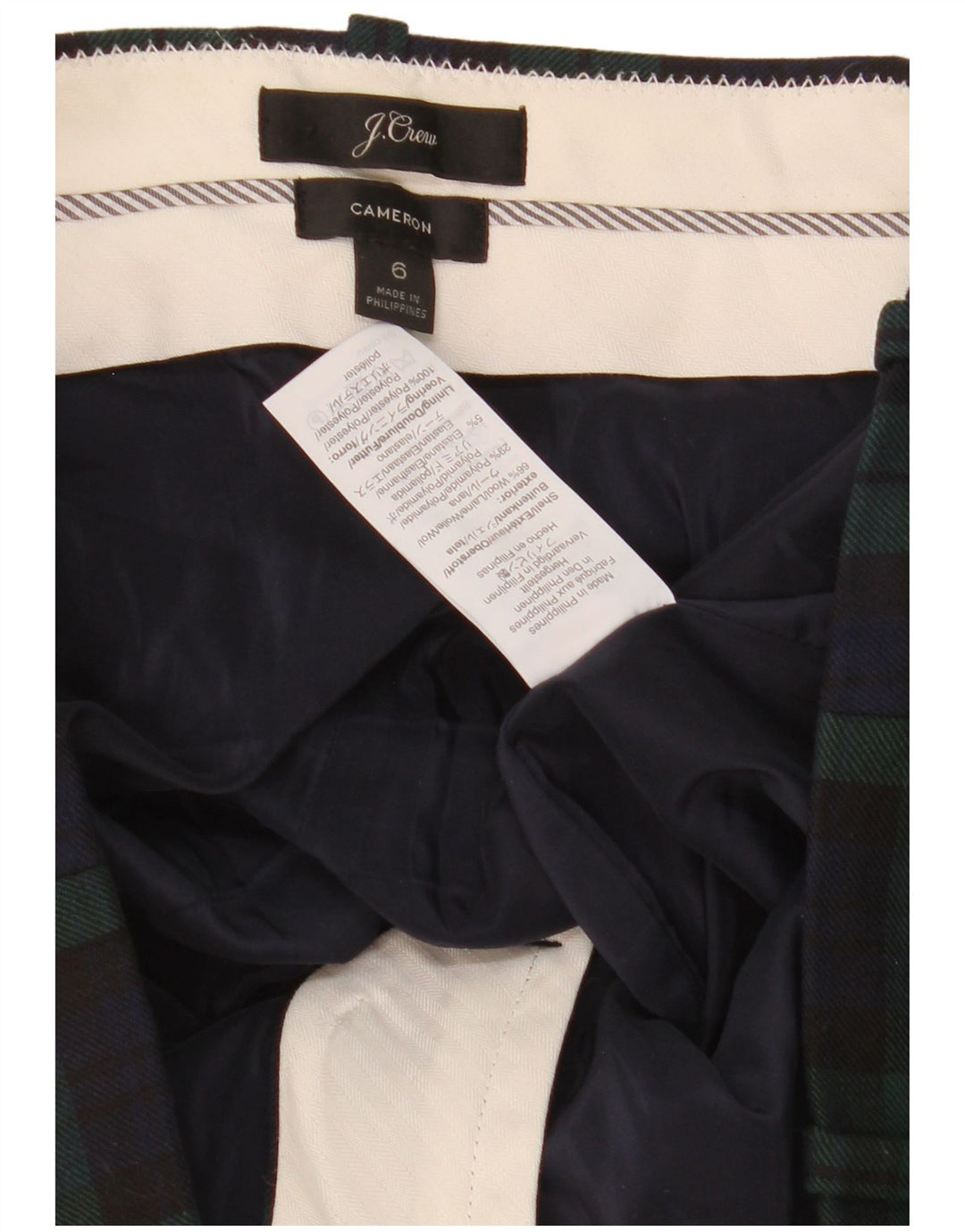 Krótkie spodnie damskie J. Crew Cameron US 6 Medium W30 L26 w zieloną kratę