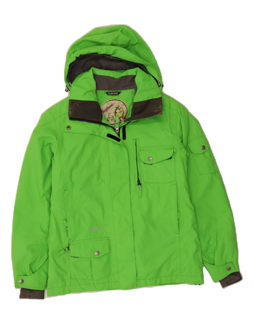 VINTAGE Womens Hooded Windbreaker Jacket UK 14 Medium Green Vintage Vintage and Second-Hand Vintage from Messina Hembry 