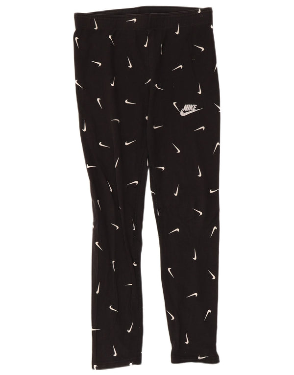 Dziewczęce legginsy NIKE o dopasowanym kroju z grafiką, 13-14 lat XL, czarna bawełna