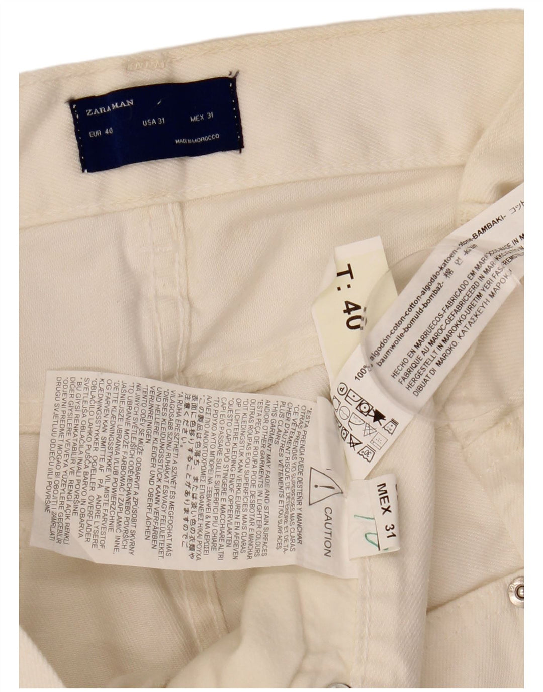Męskie jeansy slim fit ZARA EU 40 Medium W31 L28 Złamana biała bawełna