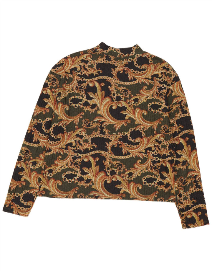 Damska bluzka z długim rękawem Zara, UK 14, średni khaki, paisley, poliester