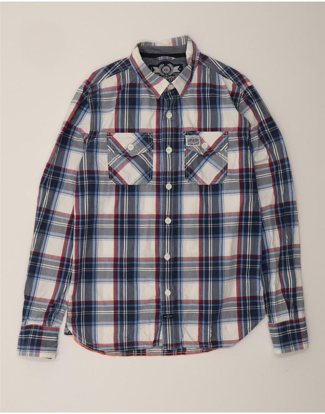 SUPERDRY Koszula męska w dużą granatową kratkę