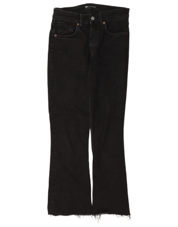 Zara Womens Crop Bootcut Jeans EU 38 Small W28 L26 Black Cotton