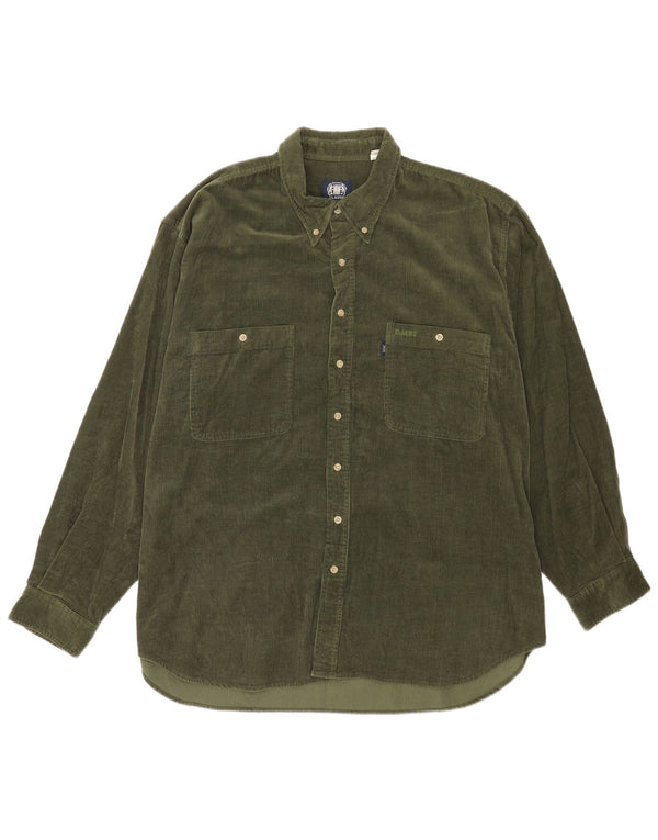 CLASSIC Męska koszula sztruksowa UK 45/46 XL Zielona bawełna