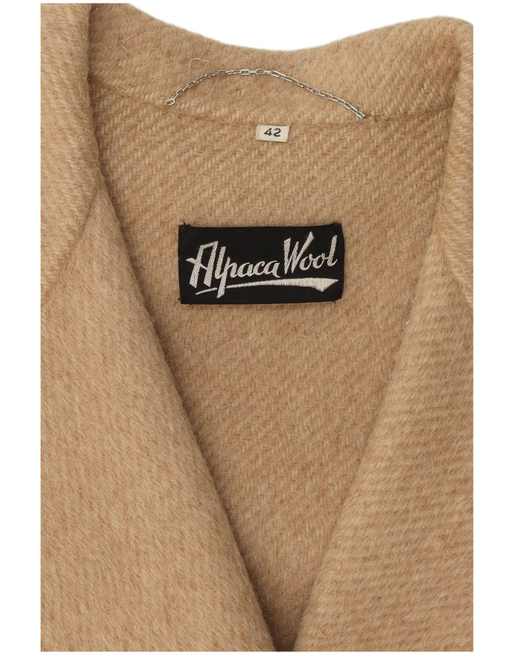 Dwurzędowy płaszcz damski w stylu vintage IT 42 Średni beżowa wełna z alpaki