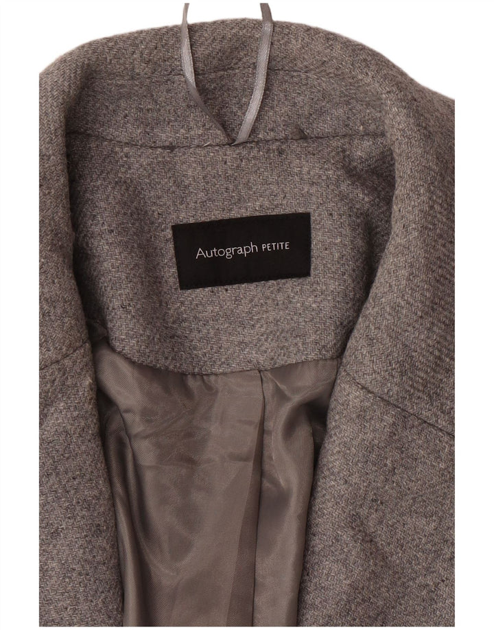 AUTOGRAPH  Womens Petite Overcoat UK 8 Small Grey Classic