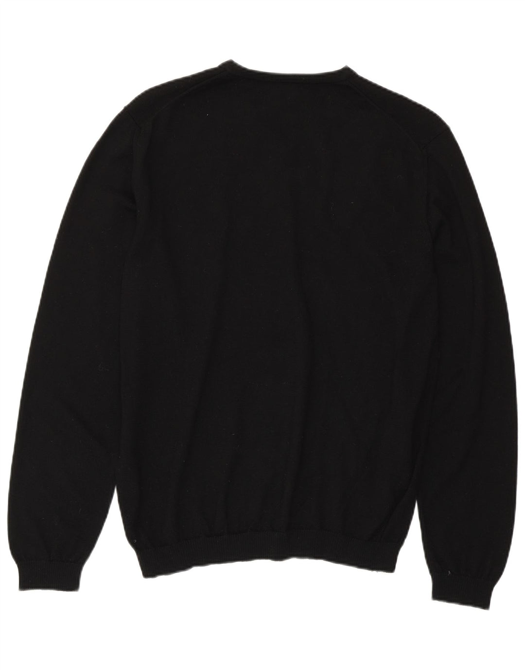 HUGO BOSS Męski sweter slim fit z dekoltem w kształcie litery V, duży, czarny, wełniany