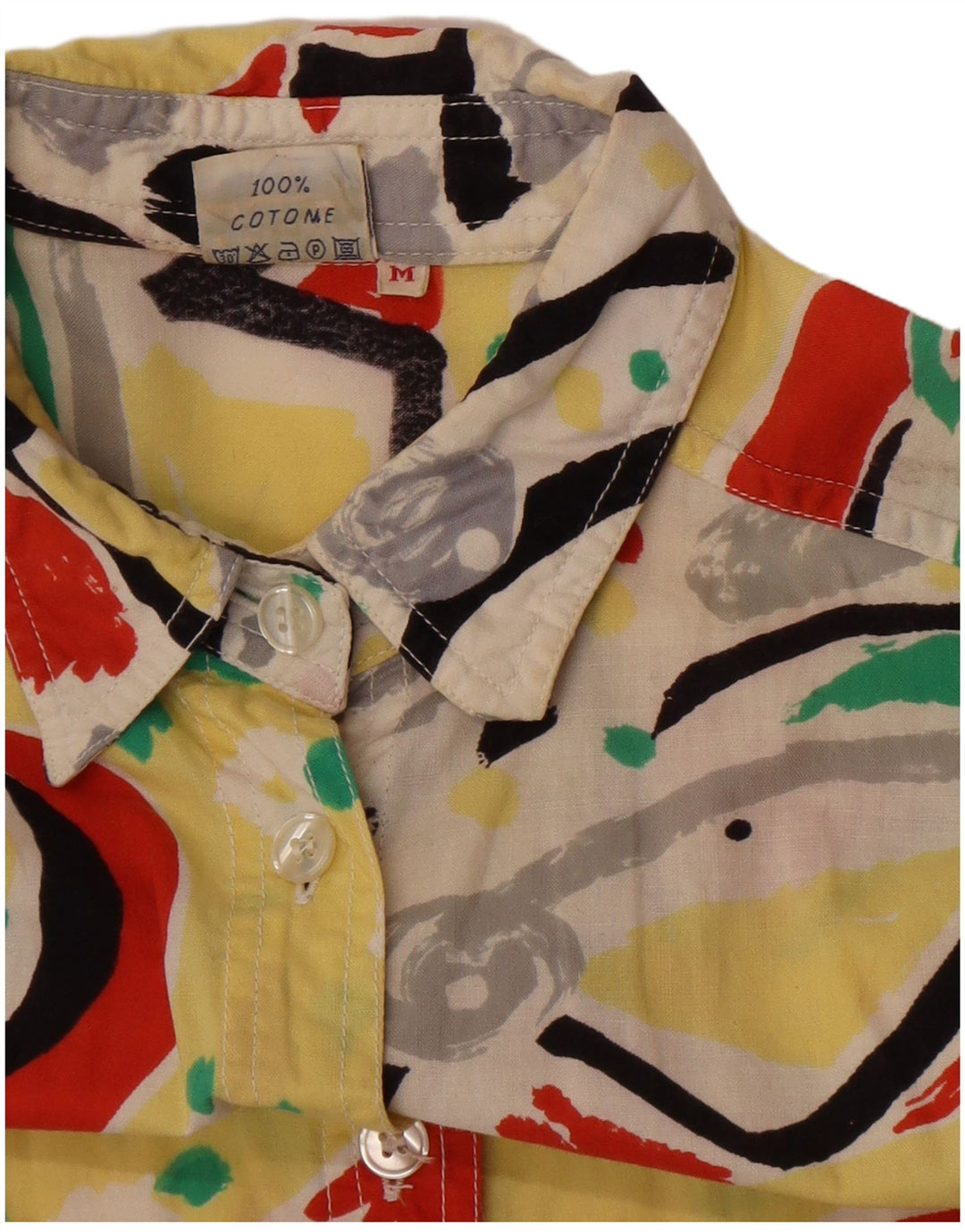 Damska bluzka koszulowa oversize w stylu vintage, UK 14, średnia, wielokolorowa, geometryczna