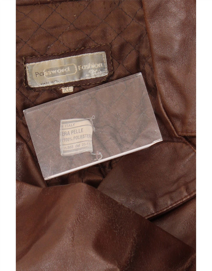 VINTAGE damski płaszcz skórzany UK 18 XL brązowa skóra