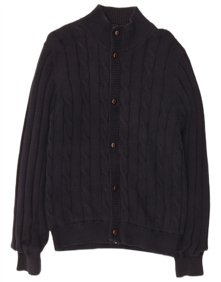 Marks & Spencer Męski sweter rozpinany w kolorze niebieskim Harbor, mały, granatowy, bawełniany