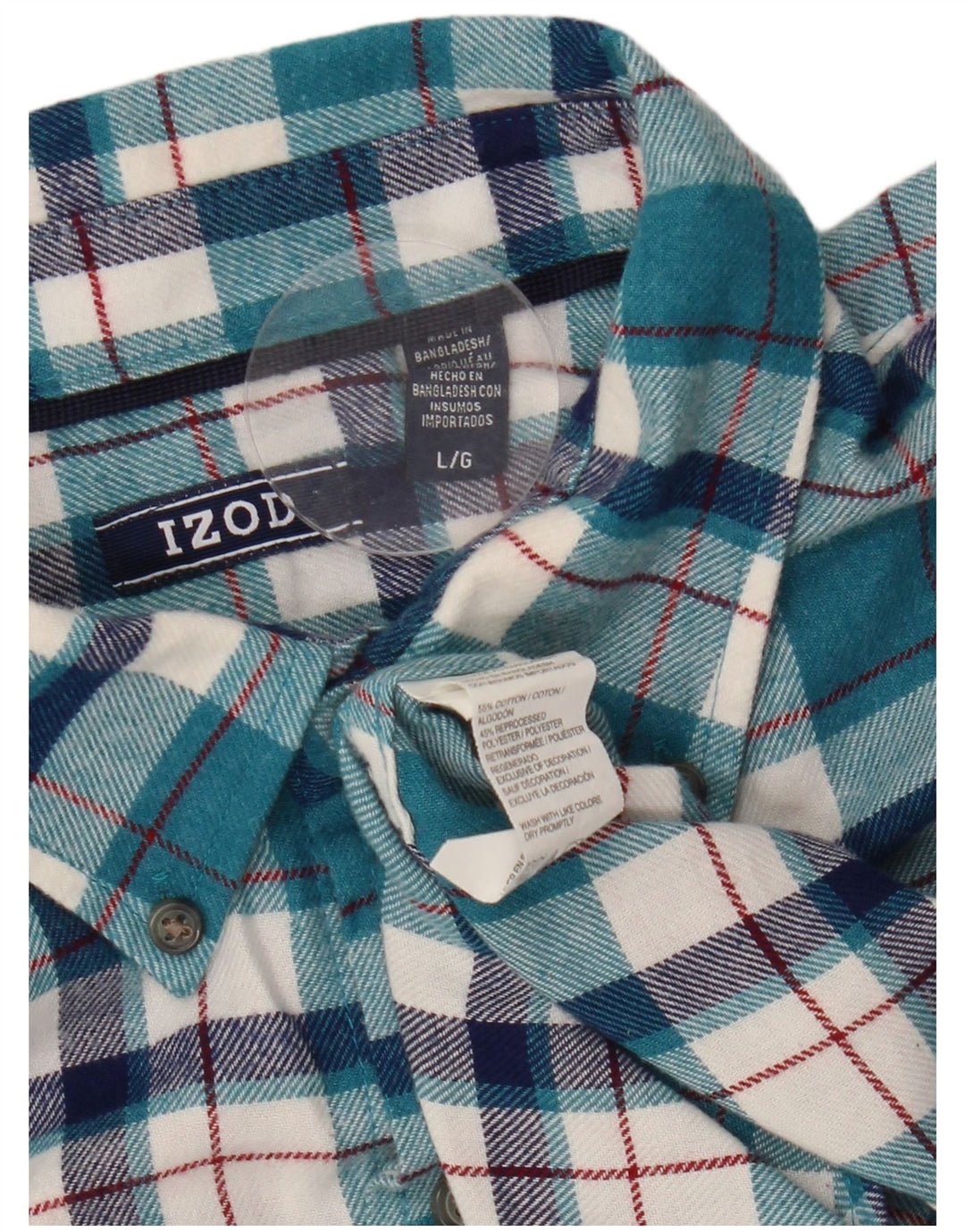 IZOD Męska koszula flanelowa, duża, niebieska, bawełniana w kratę