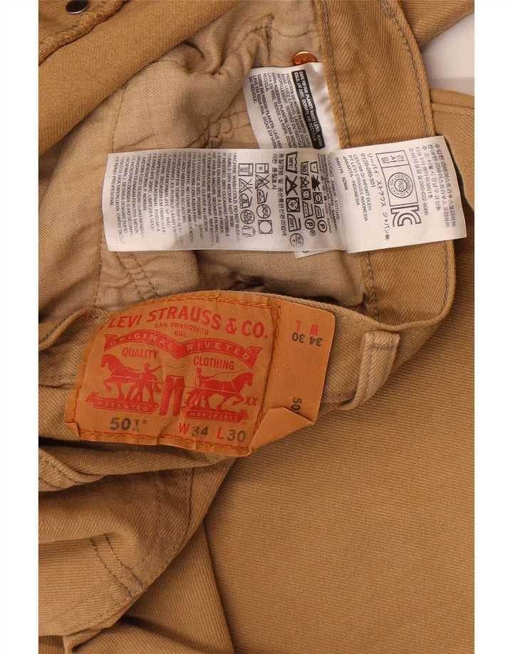 Męskie jeansy Levi's 501 Stretch Straight W34 L30 Brązowa bawełna