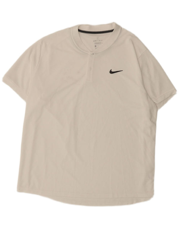 Męski T-shirt NIKE Dri Fit o standardowym kroju, XL, biały, poliester