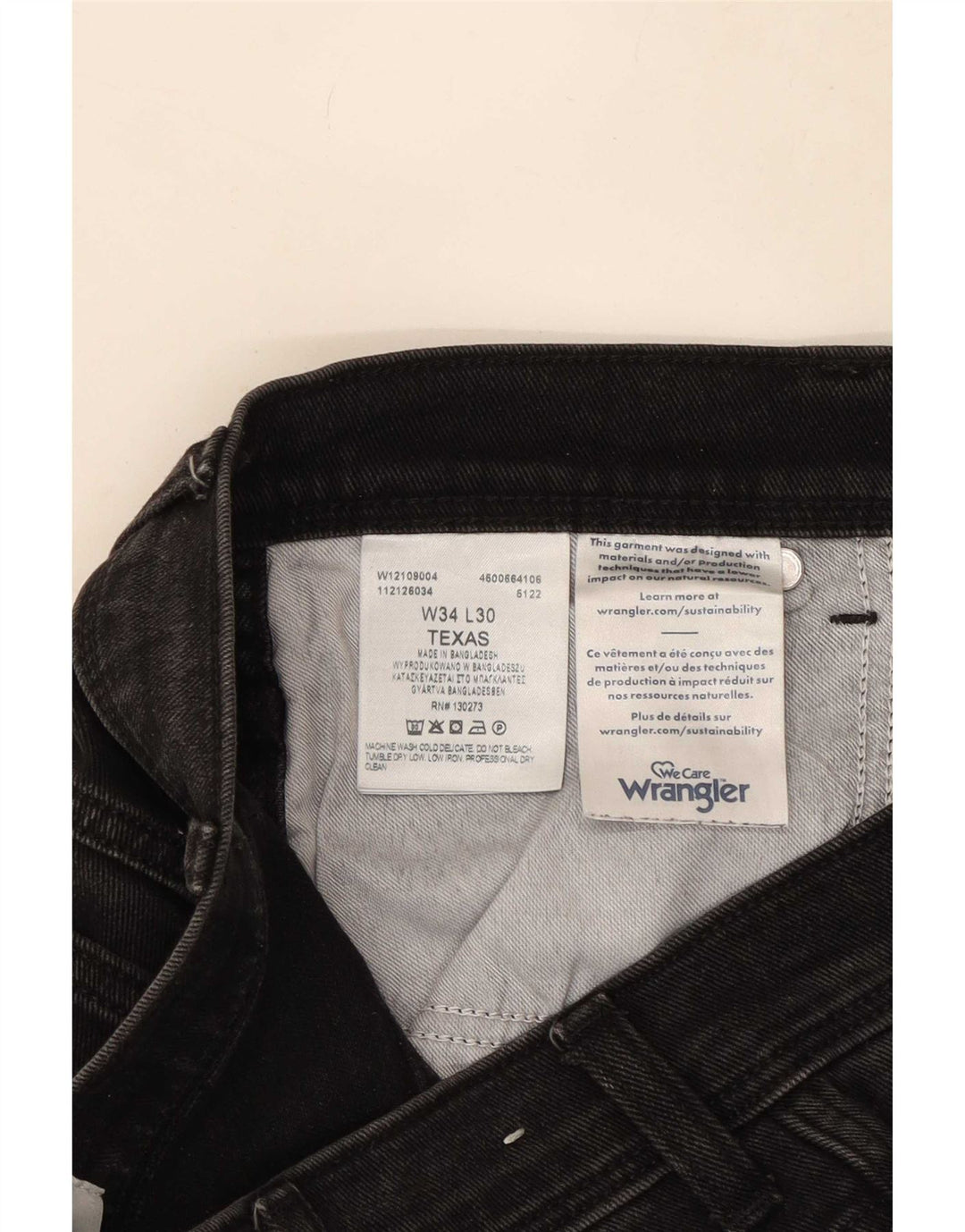 Męskie jeansy Wrangler Texas Straight W34 L30, czarne, bawełniane