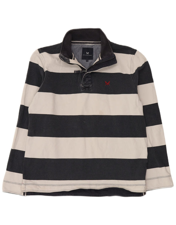 Crew Clothing Męska koszulka polo do rugby z zamkiem błyskawicznym i dużymi granatowymi paskami