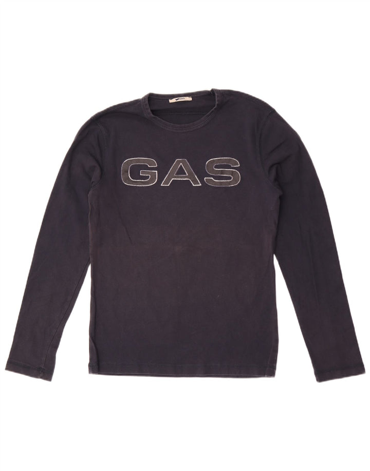 Damski top graficzny Gas z długim rękawem, UK 12, średni granatowy, bawełniany