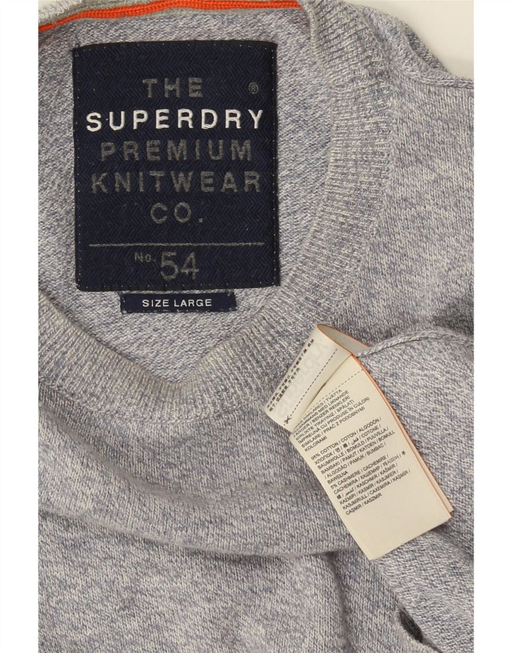 Męski sweter Superdry z okrągłym dekoltem, duży, szary, bawełniany