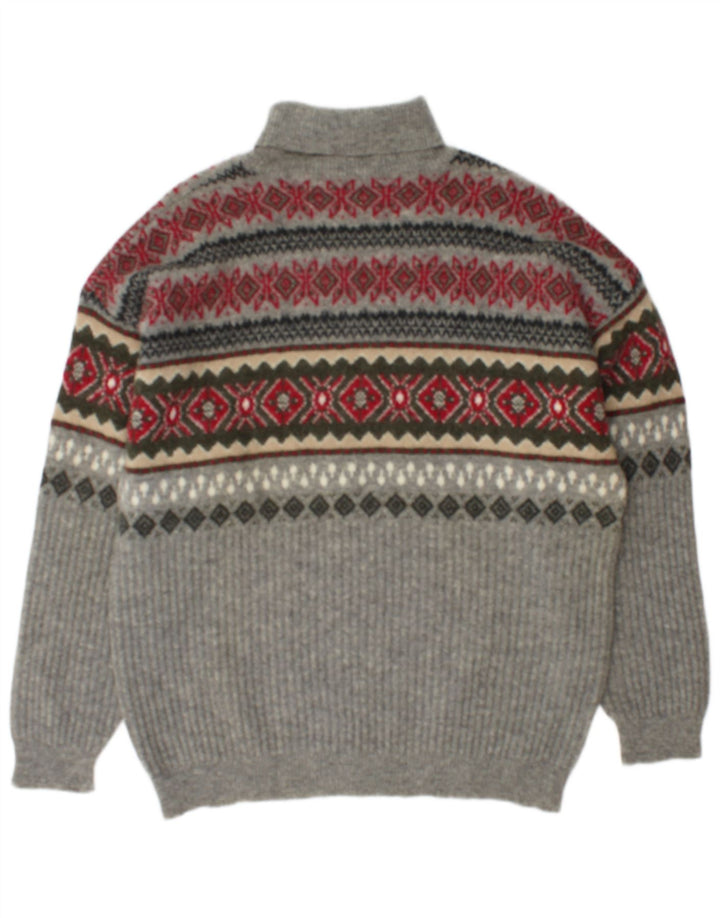 Męski sweter z golfem Stefanel XL, szary Fair Isle