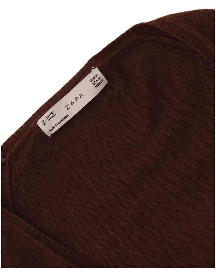 Sweter damski Zara Cardigan UK 12 Średni brązowy bawełniany