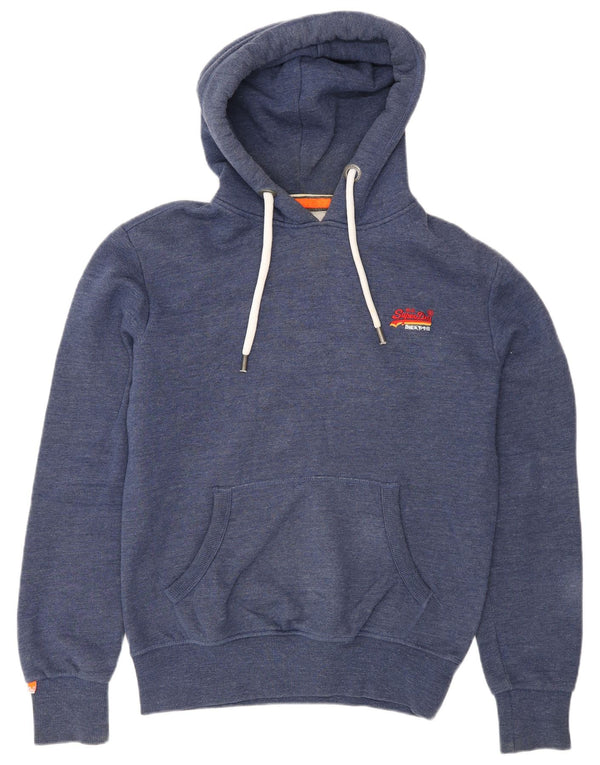 Męski sweter z kapturem Superdry o regularnym kroju, mały, niebieski, bawełniany