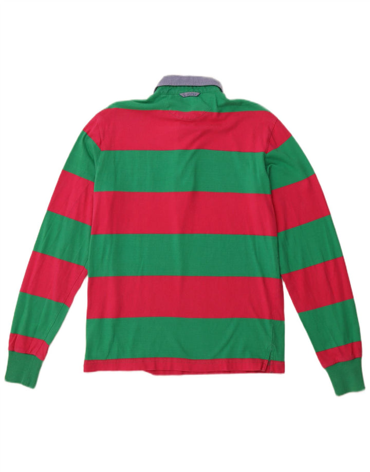 Męska koszulka polo do rugby Gant z długim rękawem, bawełniana w średnie zielone paski