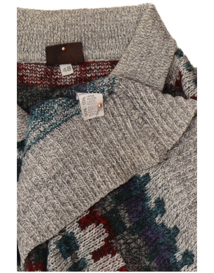 Męski sweter polo w stylu VINTAGE IT 48 Średni wielobarwny Fair Isle