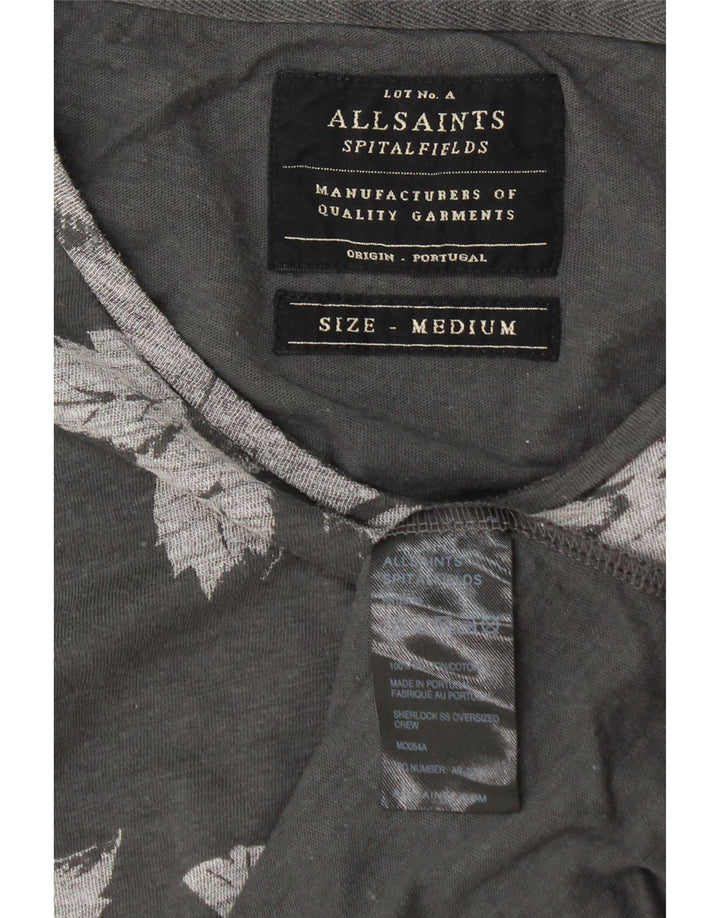 T-shirt męski All Saints Średni szary, bawełniany w kwiaty