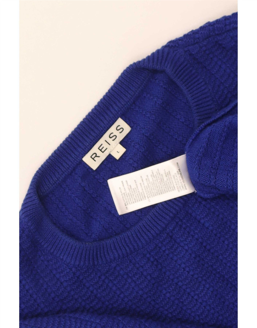 Męski sweter z wycięciem pod szyją Reiss, duży, niebieski, bawełniany