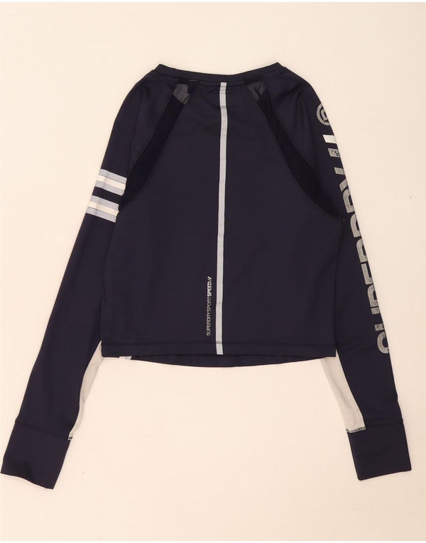 Damski top graficzny Superdry z długim rękawem, UK 12, średni granatowy, blok kolorów