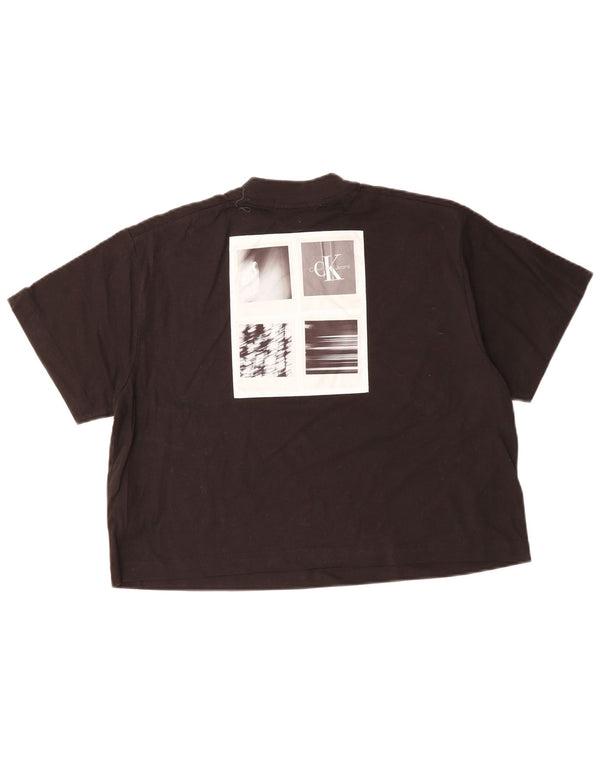 CALVIN KLEIN Damski T-shirt oversize z grafiką Top UK 10 Small Black