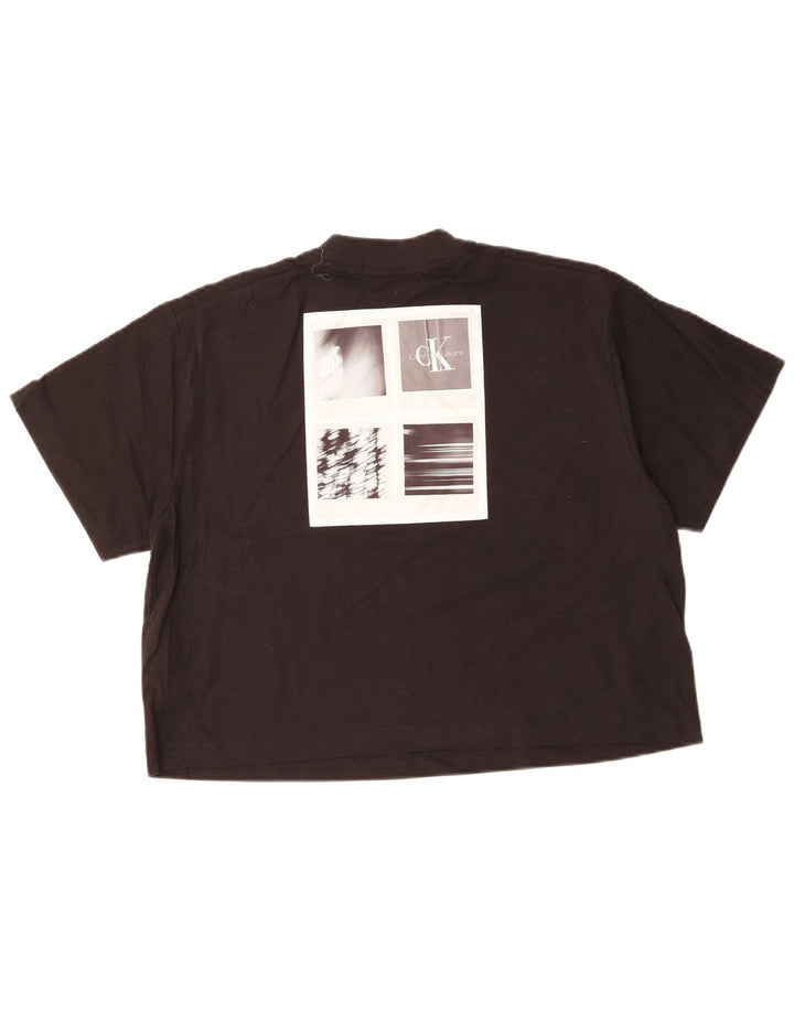 CALVIN KLEIN Damski T-shirt oversize z grafiką Top UK 10 Small Black