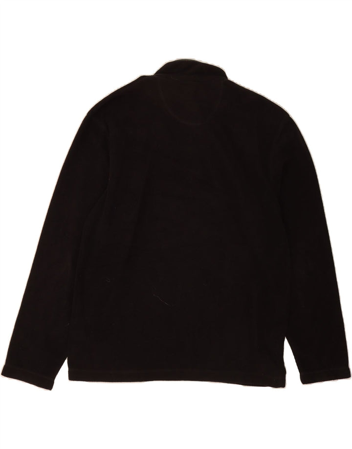 MARKS & SPENCER Mens Zip Neck Fleece Jumper Medium Black Polyester Vintage Marks & Spencer and Second-Hand Marks & Spencer from Messina Hembry 