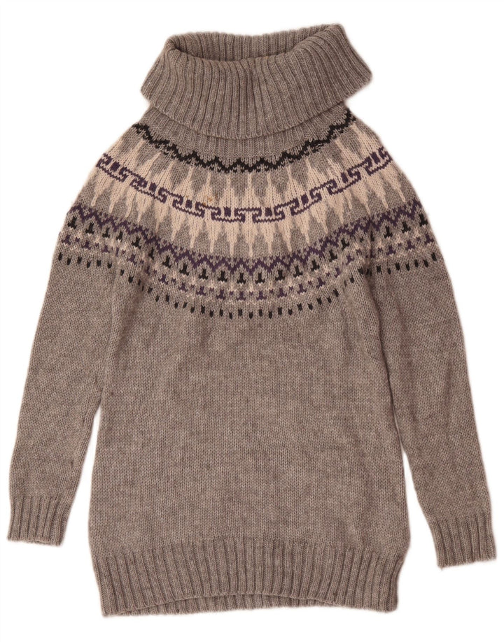 Marks & Spencer Damski sweter z golfem UK 12 Średni szary Fair Isle