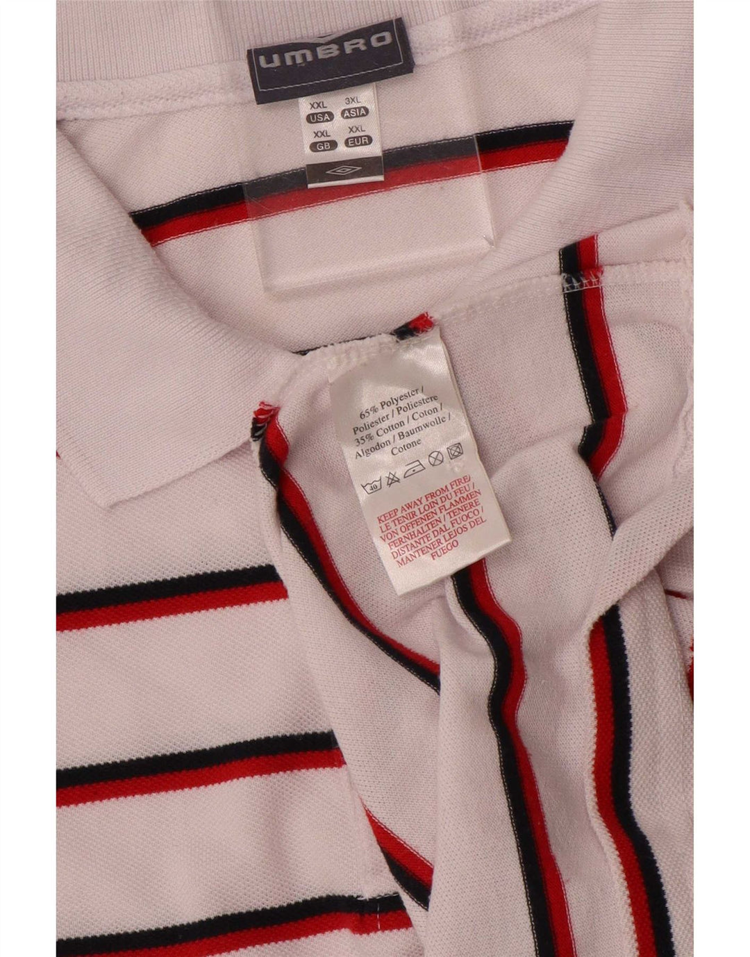 Męska koszulka polo Umbro 2XL z poliestru w białe paski