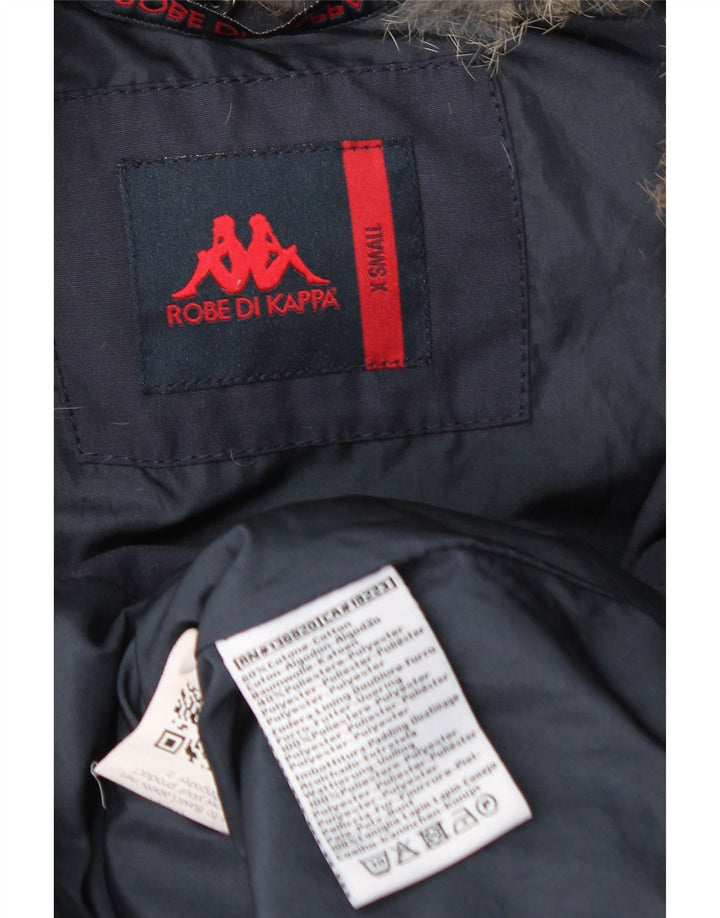 Damska ocieplana kurtka z kapturem KAPPA UK 6 XS, granatowa, bawełniana