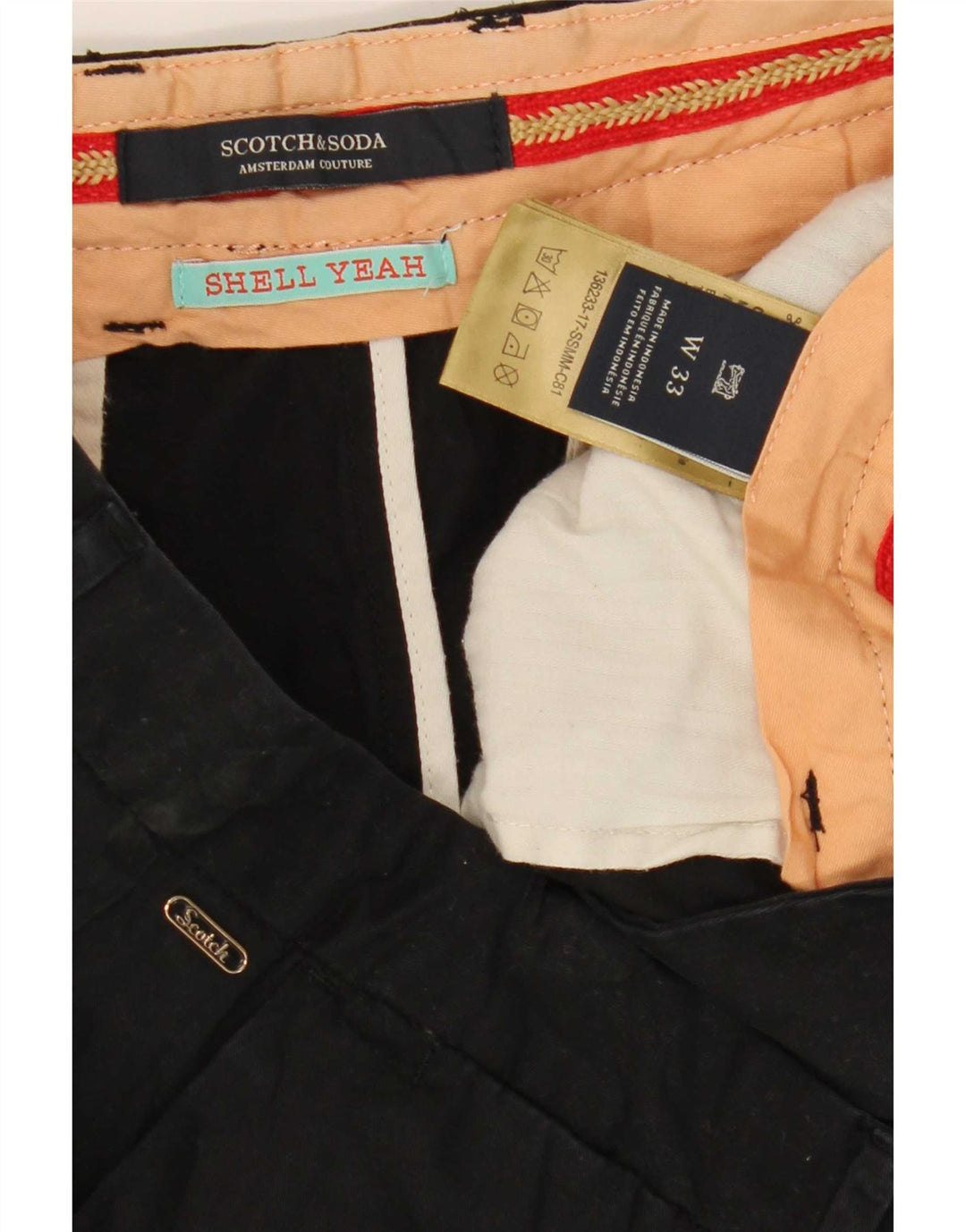 Męskie spodenki Chino Scotch & Soda W33, średnia czarna bawełna