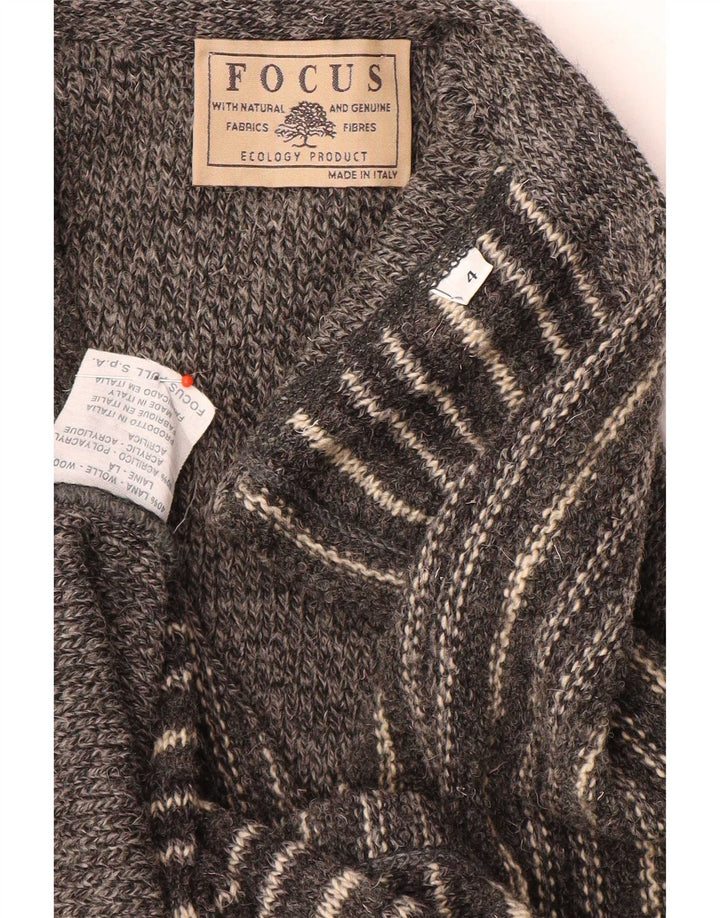 Męski sweter bez rękawów w stylu vintage, średnioszary, wełniany w paski