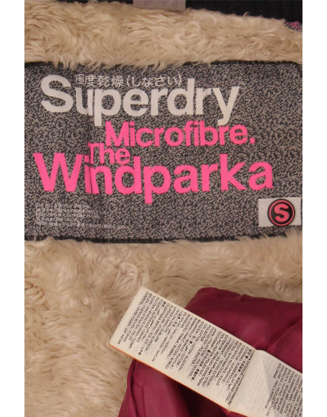 Damska kurtka Sherpa Parka z kapturem Superdry UK 10, mała, granatowa, poliester
