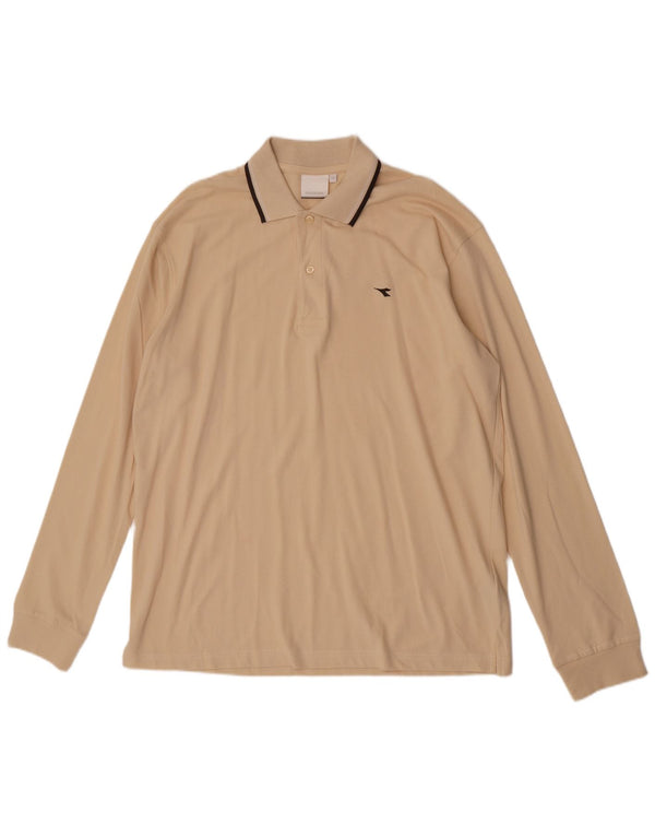 Męska koszulka polo z długim rękawem Diadora 2XL, beżowa bawełna