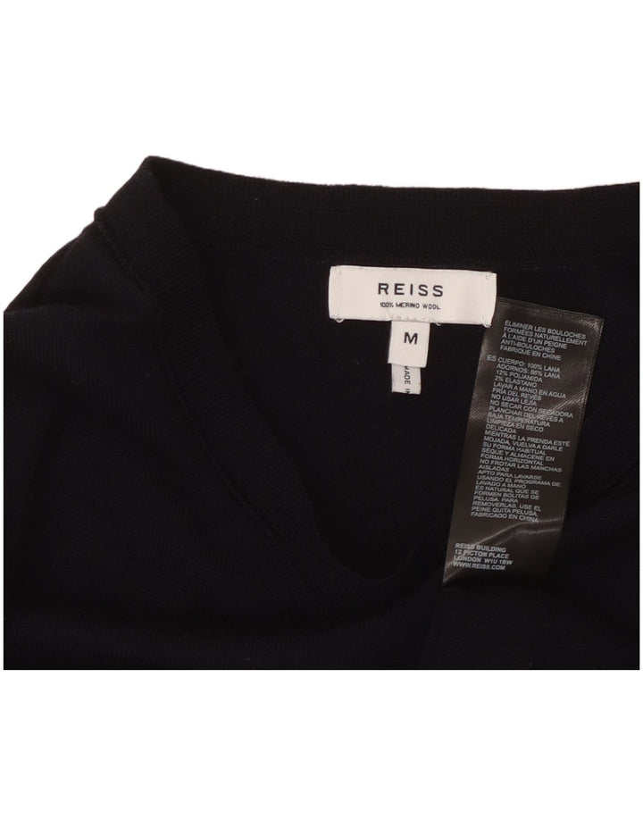 Damski sweter z dekoltem w łódkę REISS UK 12 Średni granatowy wełniany