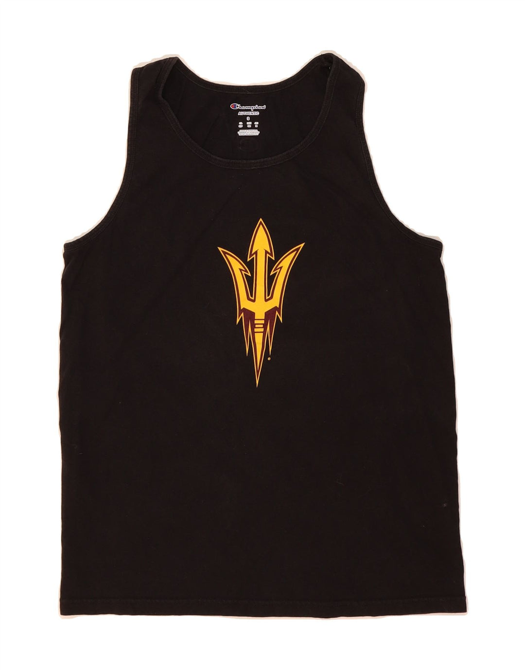 CHAMPION Womens Oversized Graphic Vest Top UK 10 Small Black Vintage Champion and Second-Hand Champion from Messina Hembry 