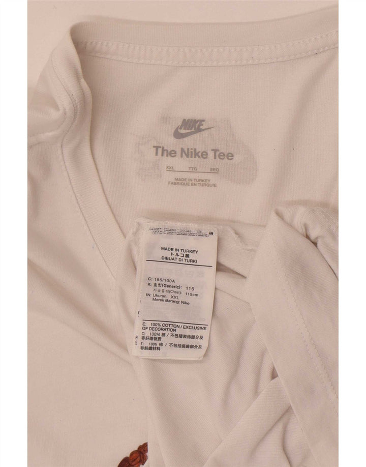 Męski T-shirt z grafiką Nike, 2XL, biała bawełna