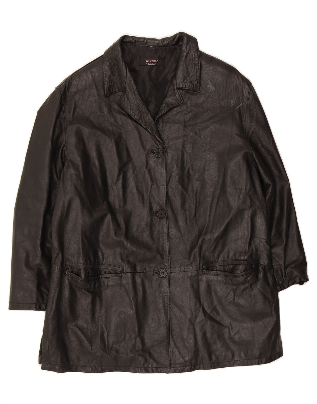 VINTAGE Womens Leather Jacket IT 48 XL Black Leather Classic Vintage Vintage and Second-Hand Vintage from Messina Hembry 