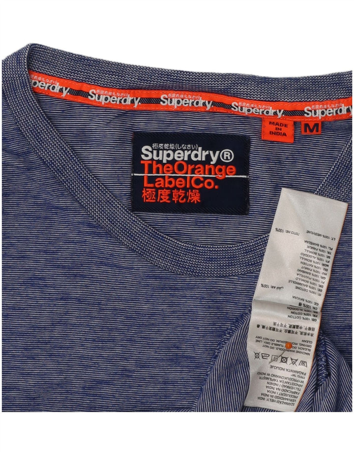 SUPERDRY Męski T-shirt Top Średnioniebieski, bawełniany w cętki