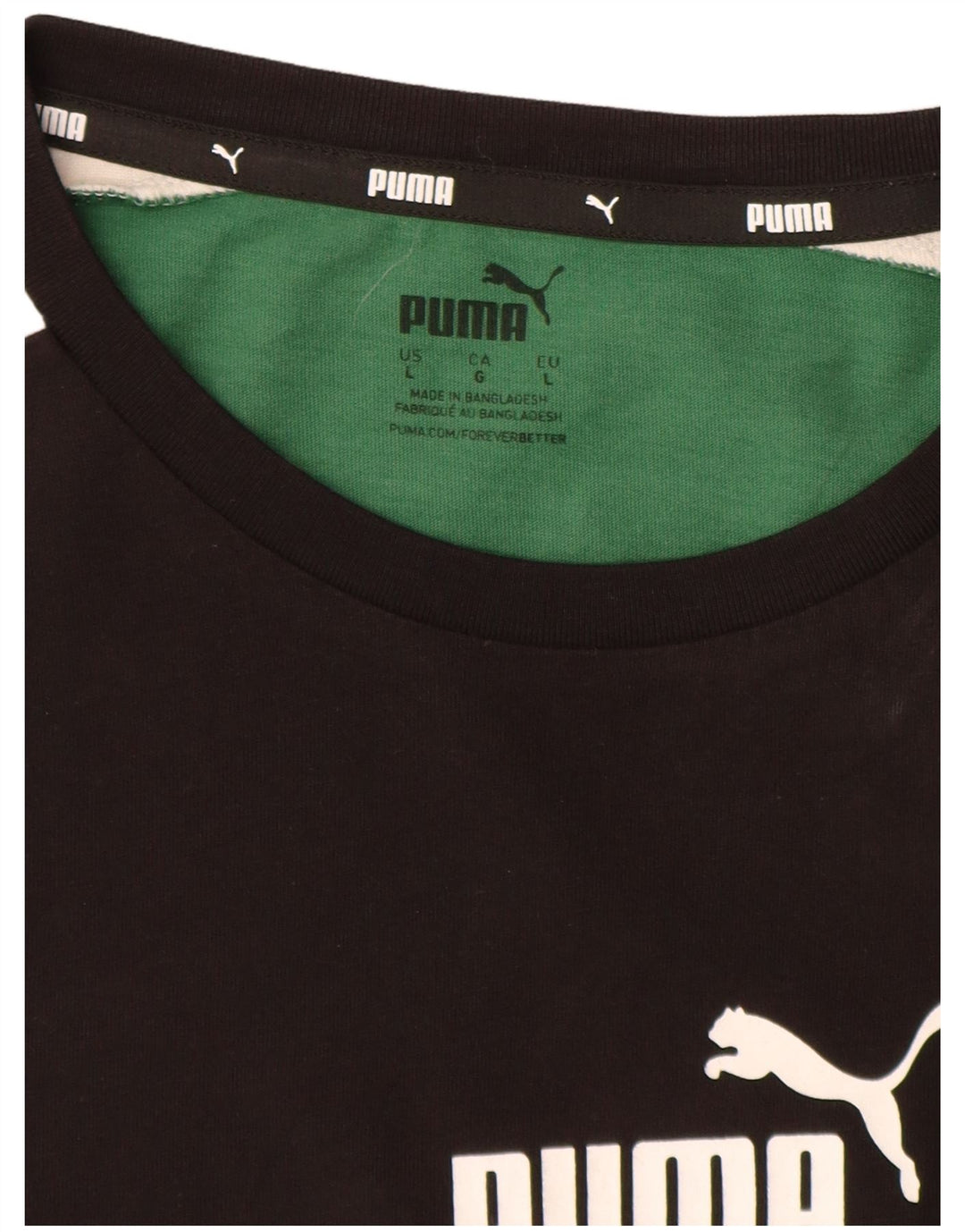 Męski T-shirt Puma z grafiką, duży, zielony, bawełniany z blokami kolorów