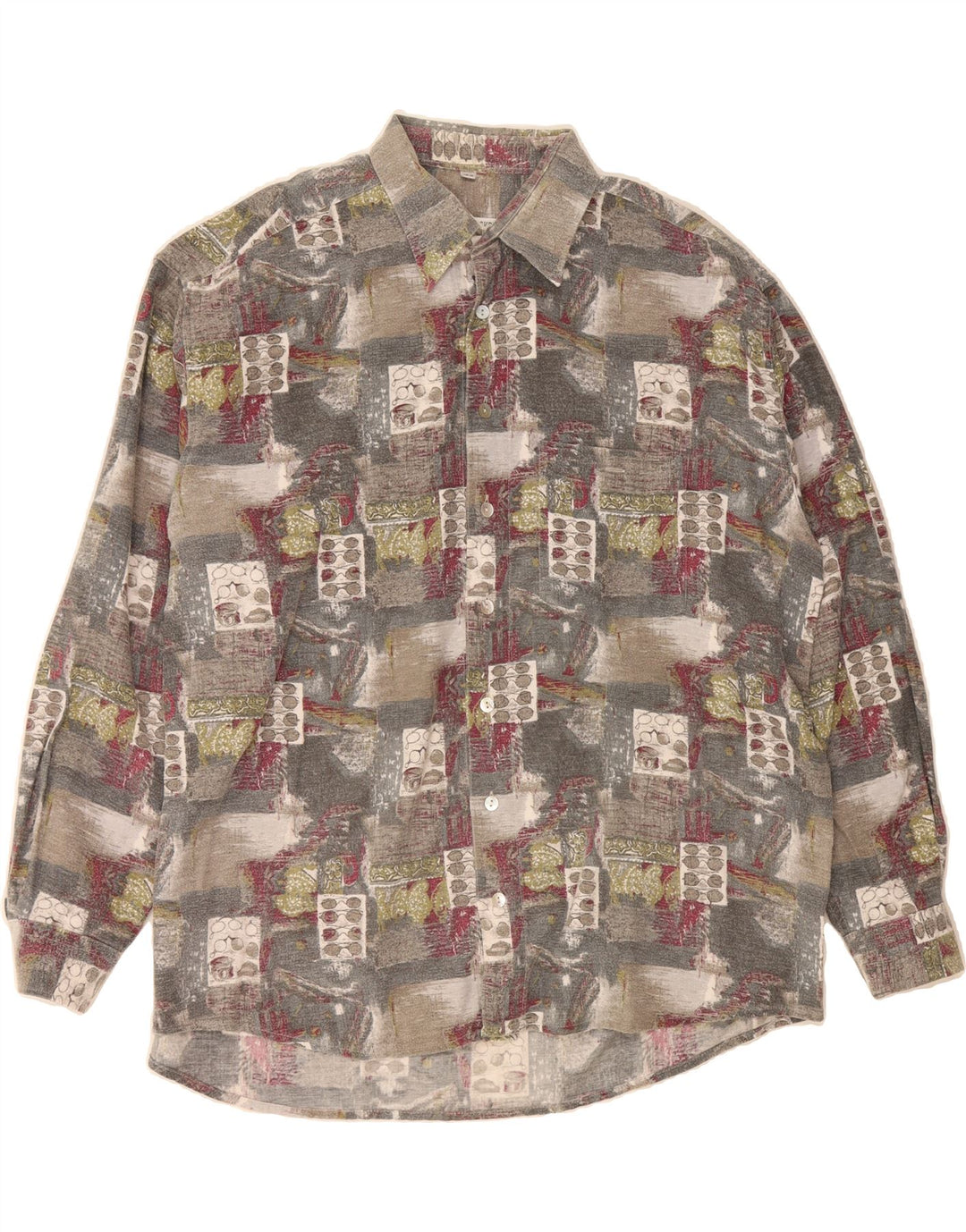 SEIDENSTICKER Mens Abstract Pattern Shirt Size 44 XL Grey Vintage Seidensticker and Second-Hand Seidensticker from Messina Hembry 