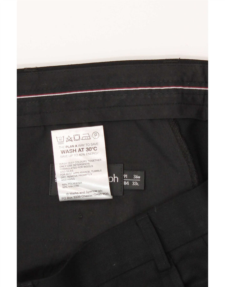Marks & Spencer Męskie proste spodnie garniturowe W36 L33 Czarny poliester