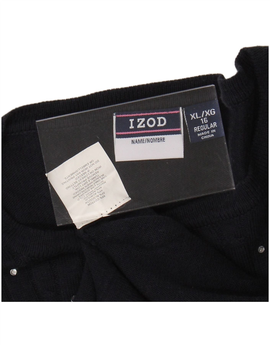 IZOD Dziewczęcy sweter kardigan 15-16 lat XL, granatowa, bawełniana
